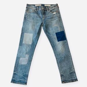 Pilcro and the Letterpress Blue Patchwork Boyfriend Jeans